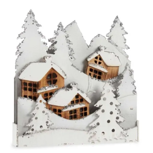 Decorative Figure Krist+ White Brown Town 44 x 48 x 7,5 cm Light (4 Units)