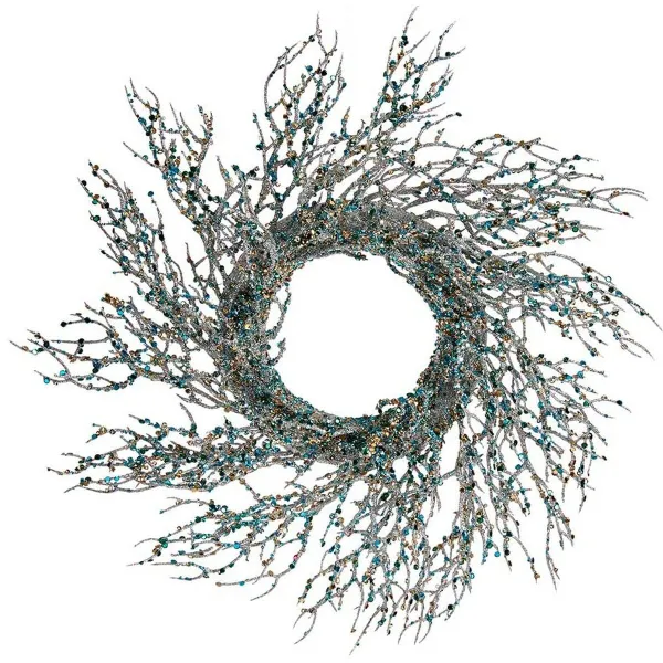 Advent wreathe Krist+ Blue Golden Plastic Branch 50 x 10 x 50 cm (2 Units)
