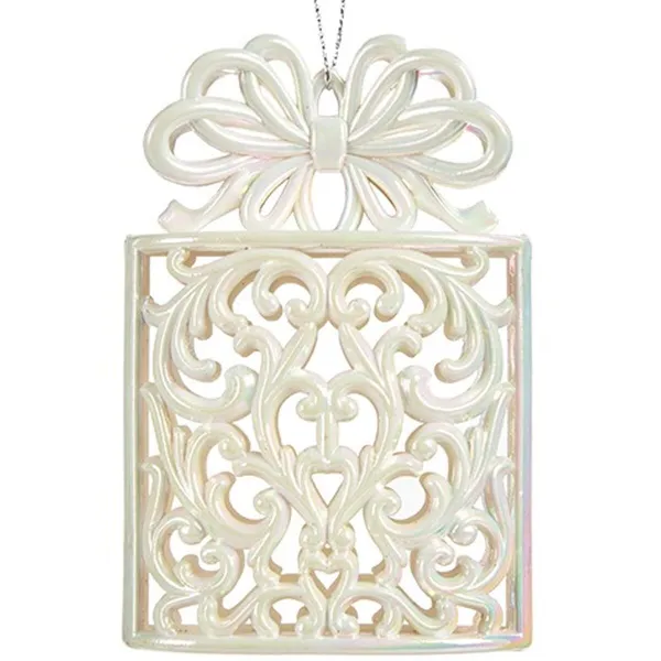 Christmas bauble Krist+ Mother of pearl Plastic Glitter Gift Box 7,4 x 11,5 x 4 cm (24 Units)