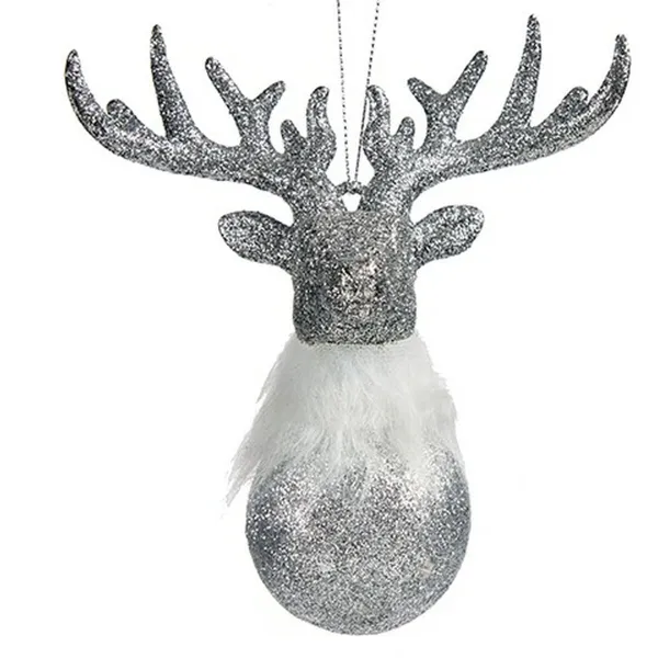 Joulukuusenpallo Krist+ Hopeinen Muovinen Glitter Poro 13,5 x 15,5 x 7 cm (24 osaa)