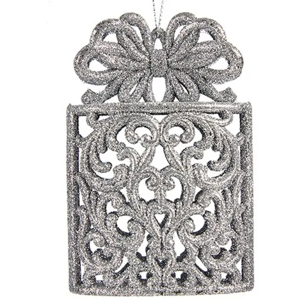 Christmas bauble Krist+ Silver Plastic Glitter Gift Box 7,5 x 11,5 x 4 cm (24 Units)