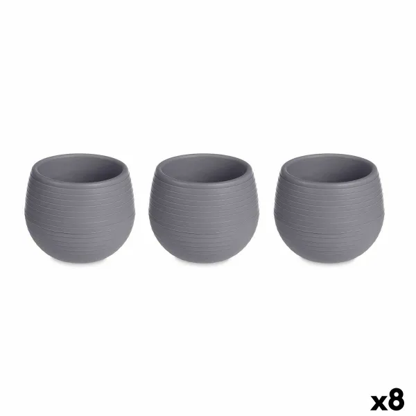 Set of pots Ibergarden Anthracite Plastic 6,2 x 6,2 x 6,6 cm 25 x 7 x 8 cm (8 Units)