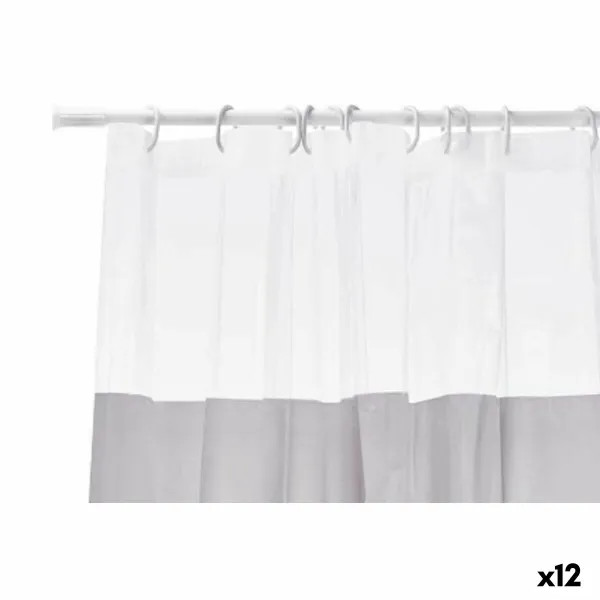 Dušas aizkari Berilo Pelēks Caurspīdīgs Plastmasa PEVA 180 x 180 cm 16 x 28,5 x 4 cm (12 gb.)