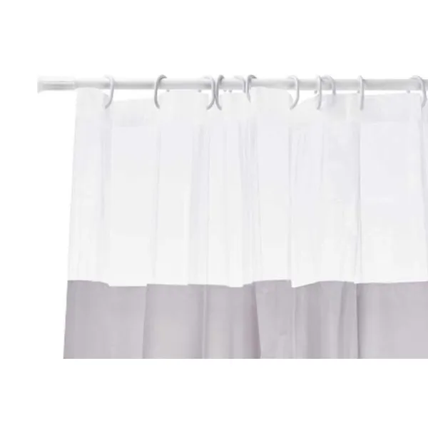 Shower Curtain Berilo Grey Transparent Plastic PEVA 180 x 180 cm 16 x 28,5 x 4 cm (12 Units)