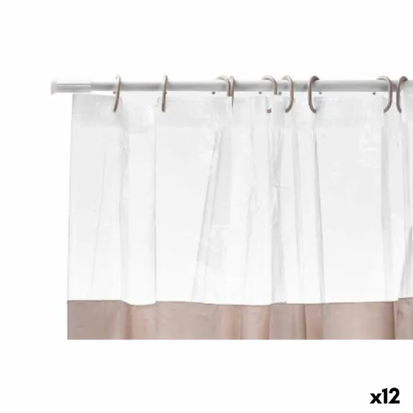 Dušas aizkari Berilo Bēšs Caurspīdīgs Plastmasa PEVA 180 x 180 cm 16 x 28,5 x 4 cm (12 gb.)