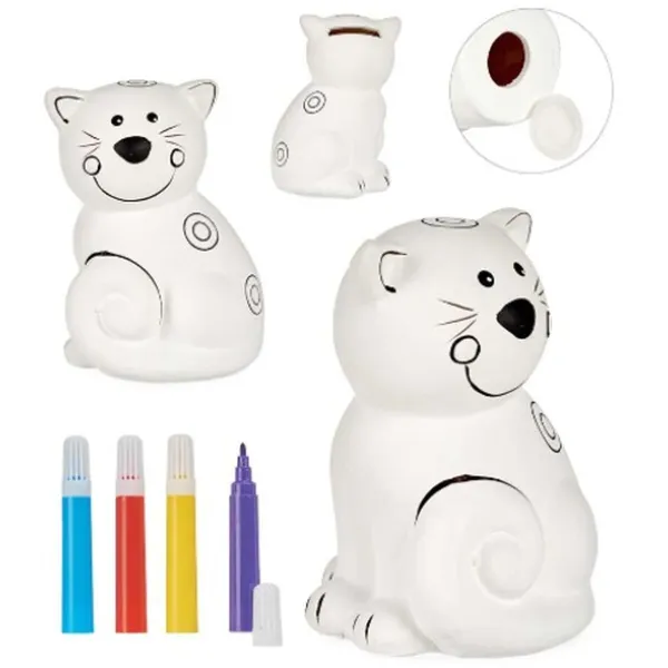 Paint Your Own Money Box Pincello Ceramic Cat 9 x 11,8 x 8,5 cm (12 Units)