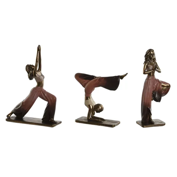 Dekoratyvinė figūrėlė Home ESPRIT Rožinė Auksinis Yoga Scandi 19 x 6 x 26 cm (3 vnt.)