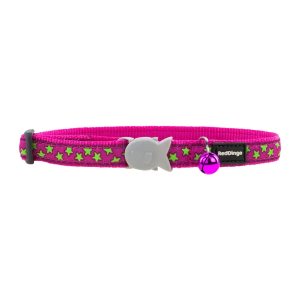Kačių antkaklis Red Dingo Stars Lime on Hot 20-32 cm Rožinė