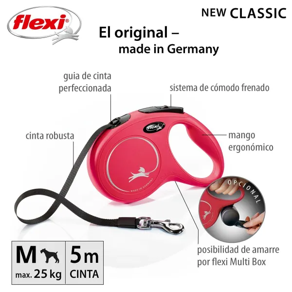 Dog Lead Flexi New Classic 5m Red Size M