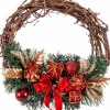 Ziemassvētku vainags Rotangpalma Sarkans Daudzkrāsains PVC 20 x 20 x 10 cm