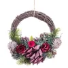 Kalėdinis vainikas Raudona Spalvotas Rotangas Plastmasinis Foam Ananasai 24 x 22 x 8 cm