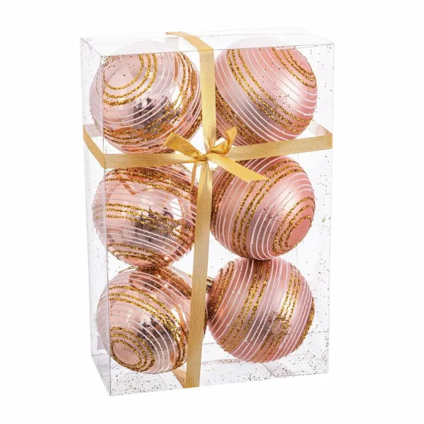 Joulupallot Pinkki Muovinen Spiraali 8 x 8 x 8 cm (6 osaa)