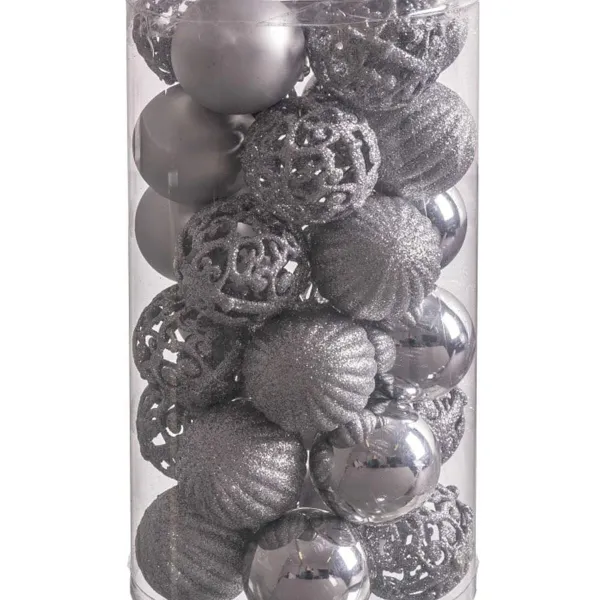 Eglītes rotājumi Sudrabains Plastmasa 5 x 5 x 5 cm (30 gb.)