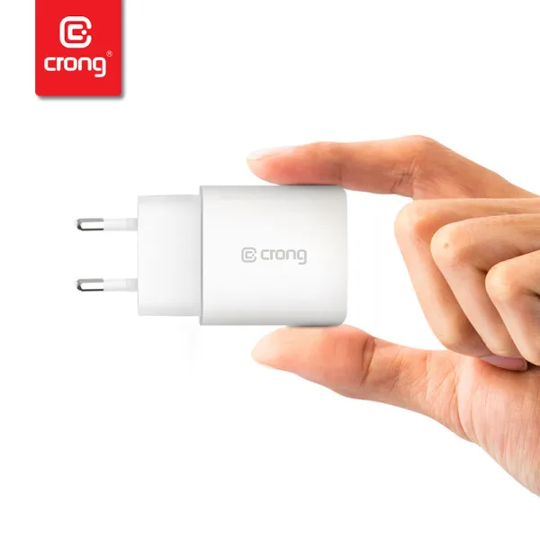 Crong USB-C Travel Charger – USB-C Power Delivery 20W Wall Charger (White)