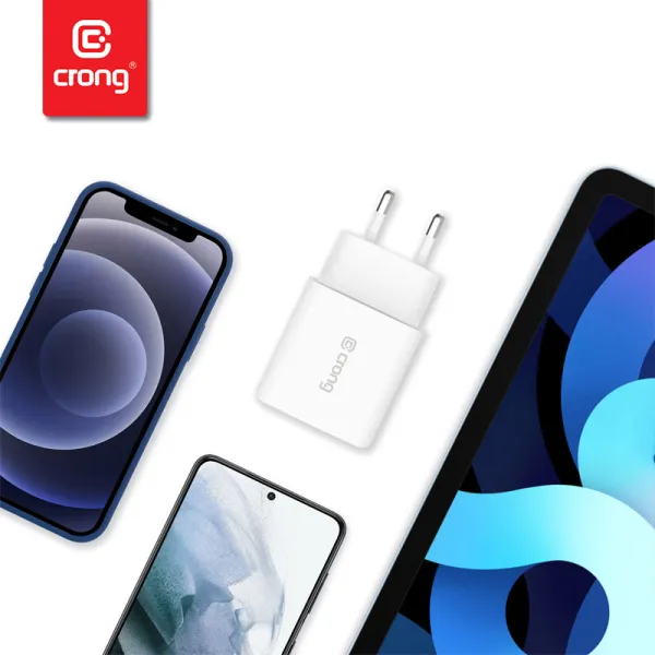 Crong USB-C Travel Charger – USB-C Power Delivery 20W Wall Charger (White)