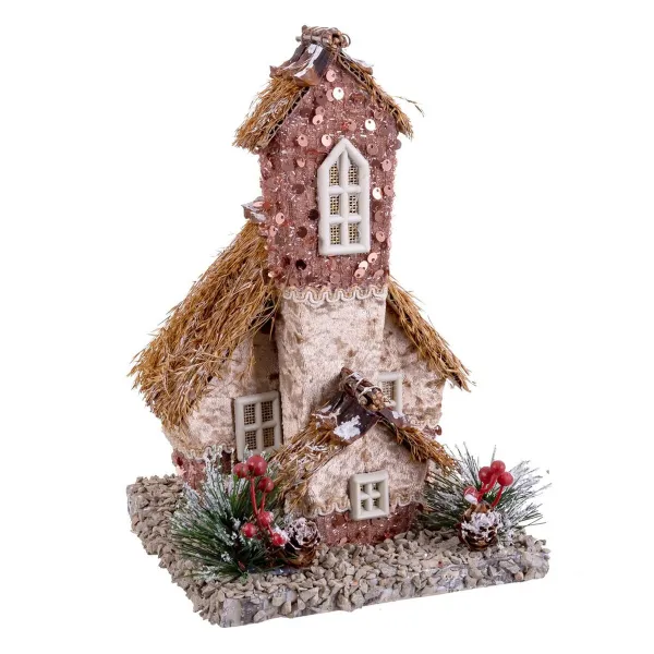 Ziemassvētku Nieciņš Daudzkrāsains Dabisks Polyfoam Māja 15,5 x 16 x 24,5 cm