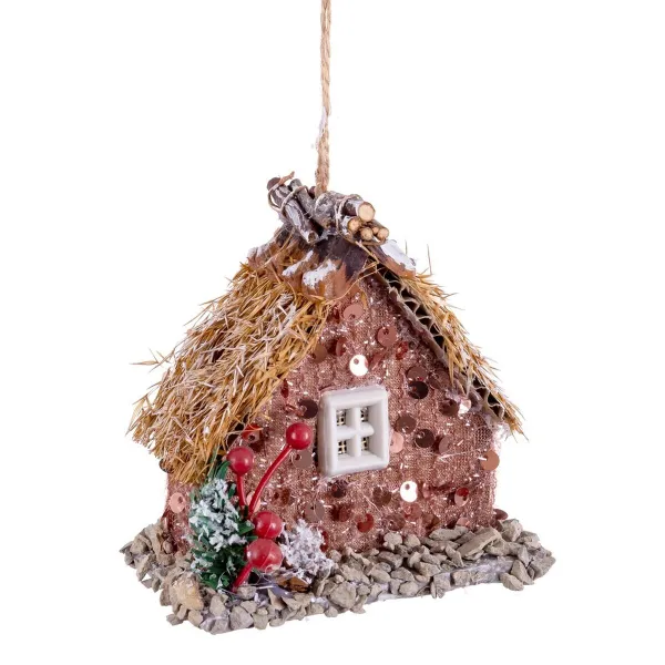 Joulukuusenpallo Monivärinen Luonnollinen Polyfoam Talo 9 x 5 x 9,5 cm