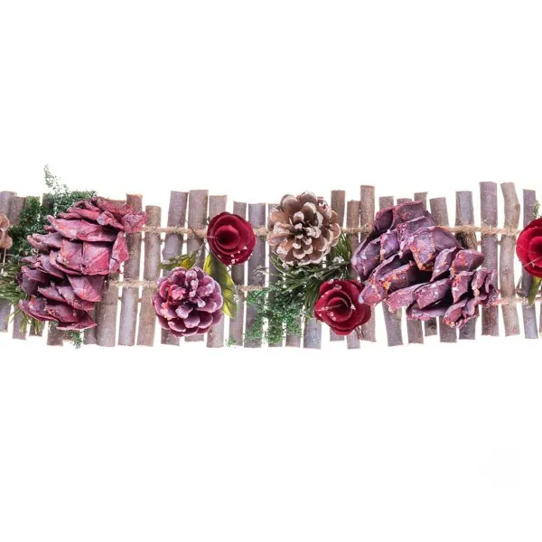 Door Hanger Red Multicolour Rattan Plastic Foam Pineapples Christmas 50 x 10 x 6 cm