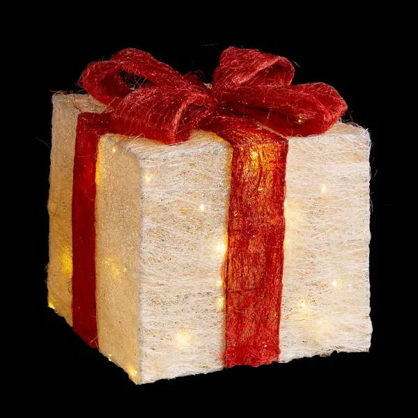 Новогоднее украшение Белый Красный Металл волокно Подарочный набор 25 x 25 x 31 cm (3 штук)