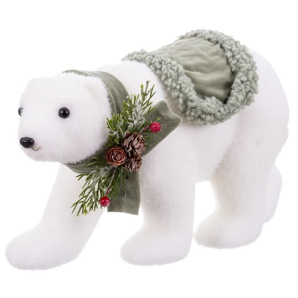 Ziemassvētku Nieciņš Balts Daudzkrāsains Plastmasa Polyfoam Audums Lācis 16 x 35 x 21 cm