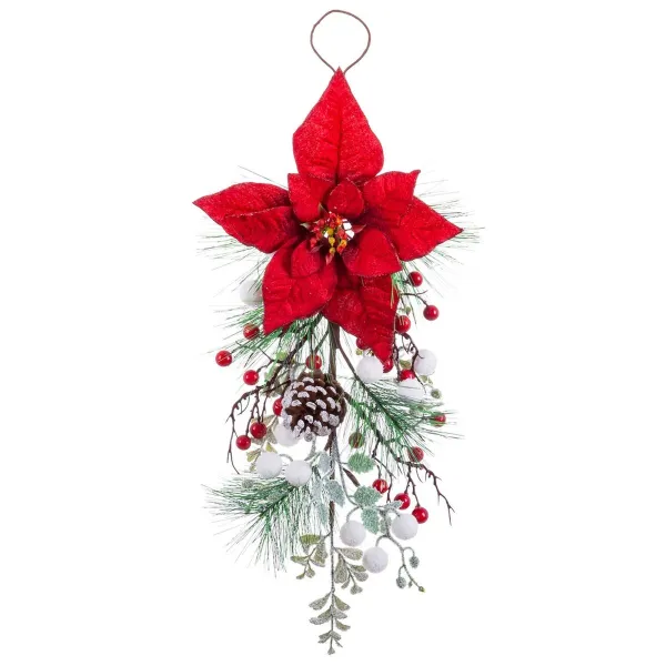 Door Hanger Red Multicolour Plastic Fabric Pineapples Christmas 60 cm 31 X 10 X 60 CM