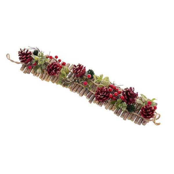 Door Hanger Red Multicolour Rattan Plastic Foam Pineapples Christmas 50 x 10 x 6 cm