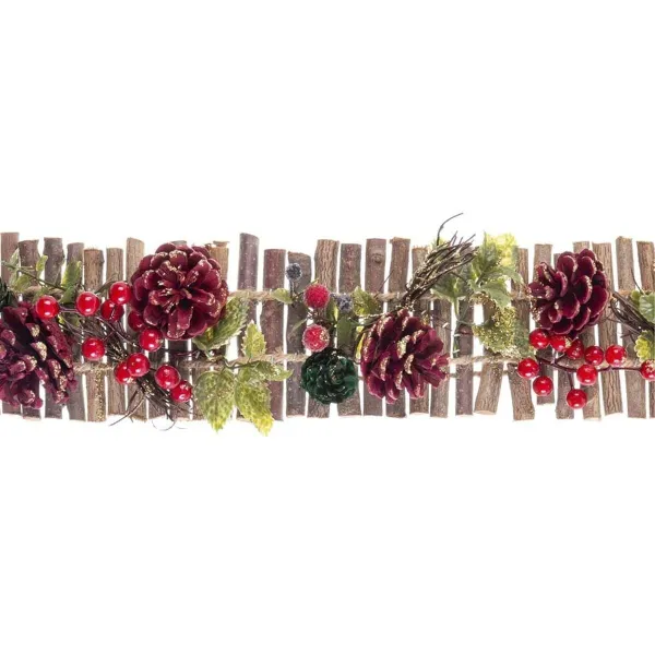 Door Hanger Red Multicolour Rattan Plastic Foam Pineapples Christmas 50 x 10 x 6 cm