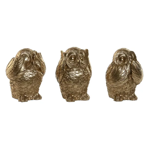 Dekoratīvās figūriņas Home ESPRIT Bronza Pūce 11 x 11 x 15 cm (3 gb.)