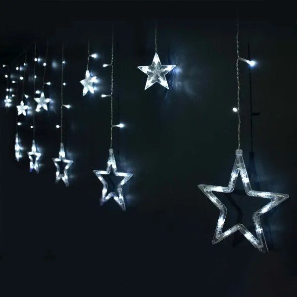 LED Curtain Lights Stars White 8 m 22 x 20 x 14 cm 22 X 19,5 X 14 CM