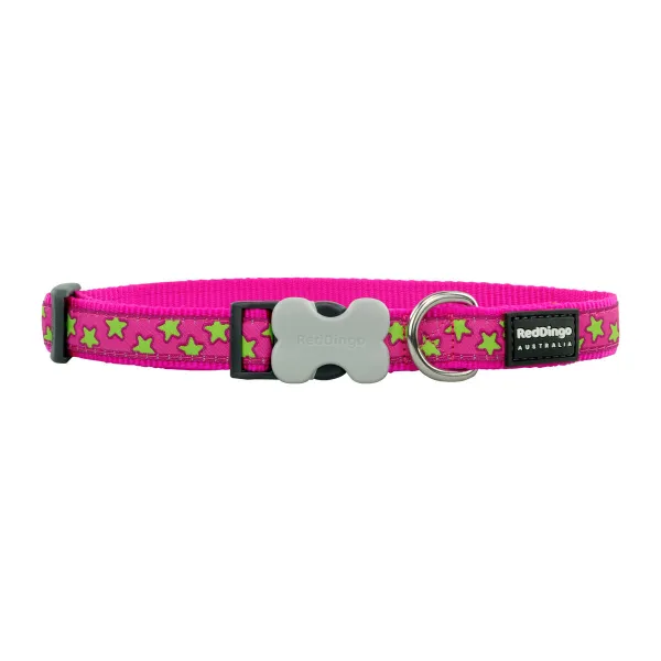 Suņa kaklasiksna Red Dingo STYLE STARS LIME ON HOT PINK 15 mm x 24-36 cm