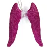 Christmas bauble Krist+ Fuchsia Plastic Glitter Angel Wings 12,5 x 15 x 2,5 cm (24 Units)