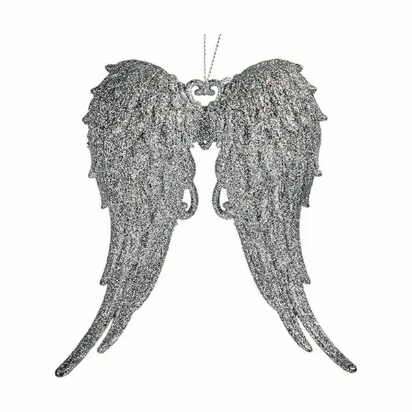 Joulukuusenpallo Krist+ Hopeinen Muovinen Glitter Enkelin siivet 13 x 14,5 x 2,5 cm (24 osaa)