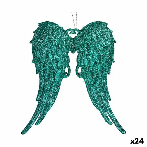 Joulukuusenpallo Krist+ Vihreä Muovinen Glitter Enkelin siivet 13 x 14,5 x 2,5 cm (24 osaa)