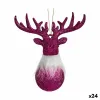 Kalėdų papuošalai Krist+ Fuksija Plastmasinis Blizgučiai Šiaurės elnias 14 x 15,5 x 7 cm 13,5 x 15,5 x 7 cm (24 vnt.)