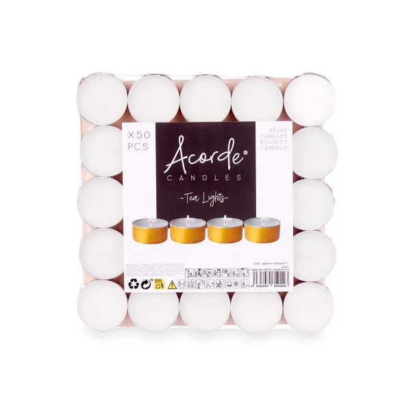 Žvakių rinkinys Acorde Tea Lights Balta Auksinis (20 vnt.)