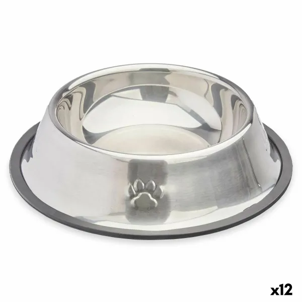 Dog Feeder Mascow Grey Silver Rubber Metal 22 x 5 x 22 cm 22 x 6 x 22 cm (12 Units)