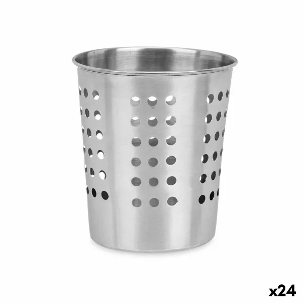 Cutlery basket Kinvara Silver Steel 12,5 x 14,5 x 12,5 cm (24 Units)