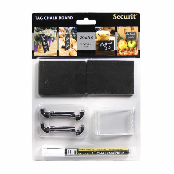 Taulu Securit Tuellinen Setti 5,2 x 7,4 cm 20 osaa Musta