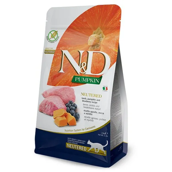 Kissanruoka Farmina N&D CAT Aikuinen Mustikka Karitsa Kurpitsa 300 g