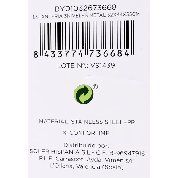 Lentyna Confortime Metalinis Balta 52 x 34 x 55 cm (2 vnt.)