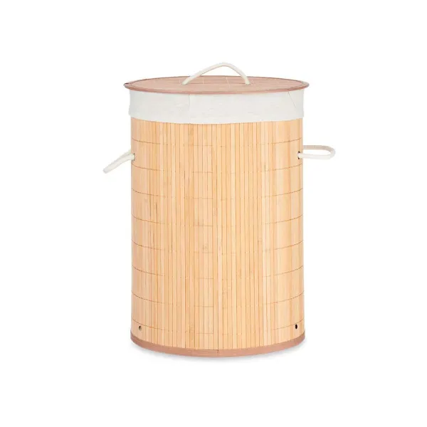 Laundry basket Kipit Natural Cotton Polyester Metal Bamboo Viscose MDF Wood 48 L 37 x 50 x 37 cm (4 Units)
