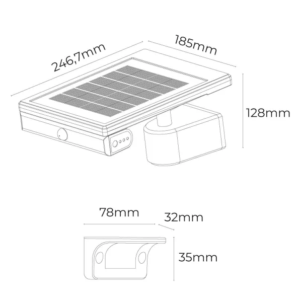 Sieninis apšvietimas EDM 31854 Juoda 6 W 720 Lm LED Saulės energijos (6500 K)