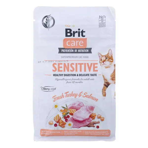 Корм для котов Brit Care Grain-Free Sensitive Для взрослых Лососевый индейка Рыба 400 g