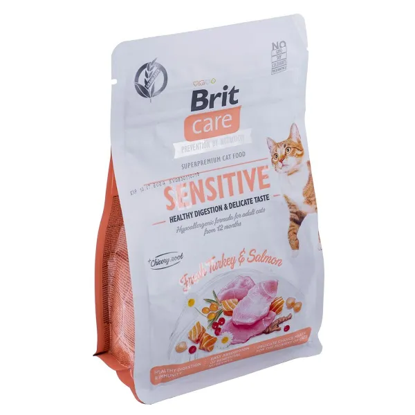 Корм для котов Brit Care Grain-Free Sensitive Для взрослых Лососевый индейка Рыба 400 g