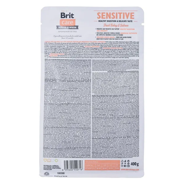Корм для котов Brit Care Grain-Free Sensitive Для взрослых Лососевый индейка Рыба 400 g