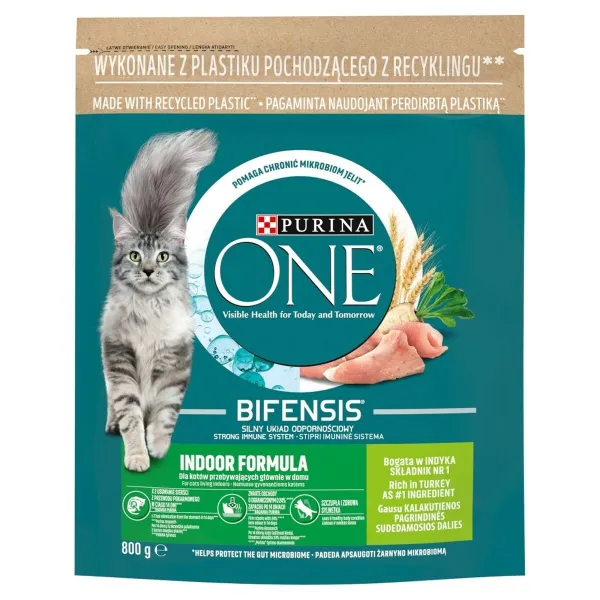 Kačių maistas Purina One Bifensis Adult Indoor Suaugęs Turkija 800 g