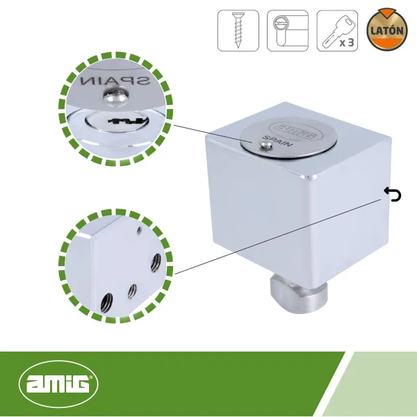Slēgts AMIG A24542-670 Misiņš 6 x 5 cm 60 x 50 mm Hromēts Žalūzijas