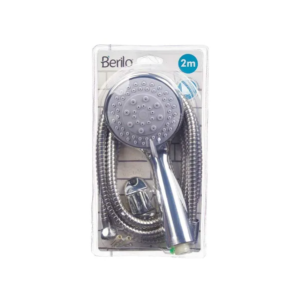 A shower head with a hose to direct the flow Berilo Metal 2 m 14 x 24,5 x 4,5 cm 14 x 4,5 x 24,5 cm (12 Units)