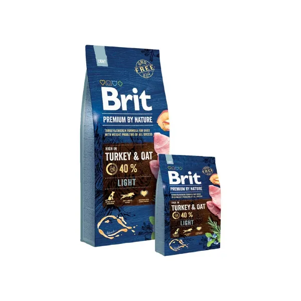 Pašarai Brit Premium by Nature Ligh Obuolys Višta Turkija Kukurūzai 15 kg