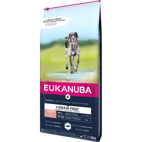 Lopbarība Eukanuba Grain Free Senior large/giant breed Seniors Zivs 12 kg